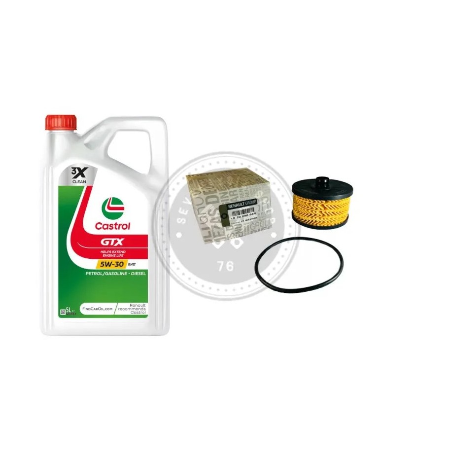 Dacia Duster 1.2 TCe (H5F) gyári olajcsere-csomag: 5 liter Castrol GTX 5W-30 motorolaj + 152095084R