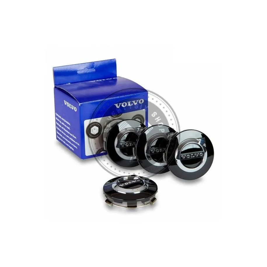 Volvo 32147649 wheel center cap set – includes 4 genuine 64 mm caps with Volvo logo