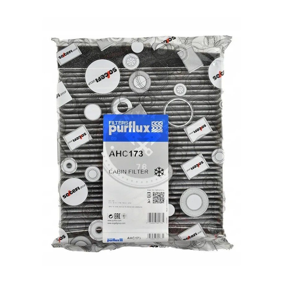 Purflux AHC173 aktív szenes pollenszűrő – Volvo 30630754 gyári megfelelő